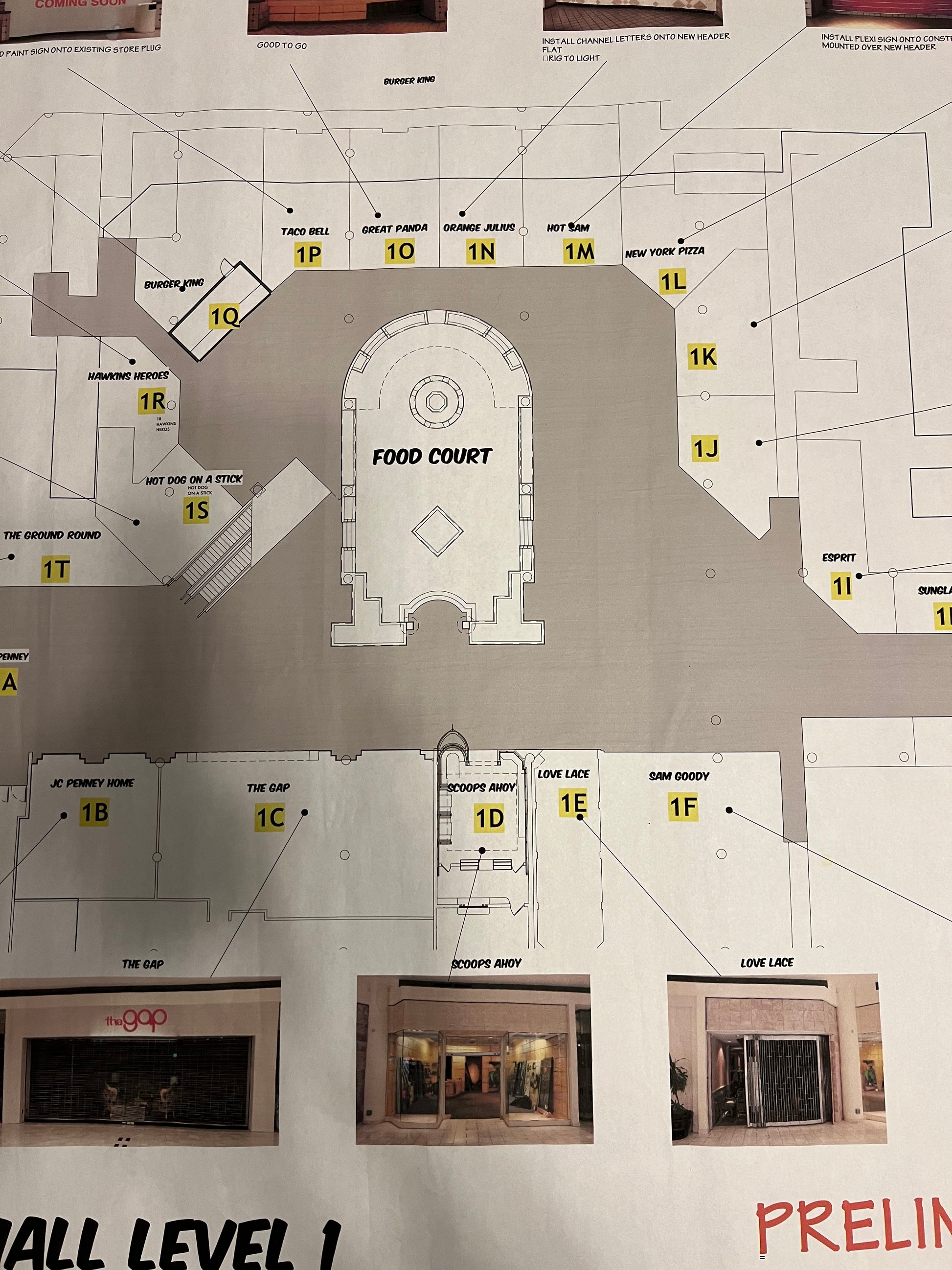 Blueprint for Starcourt Mall Level 1 Stranger Things Movie Prop Y'allywood Props   