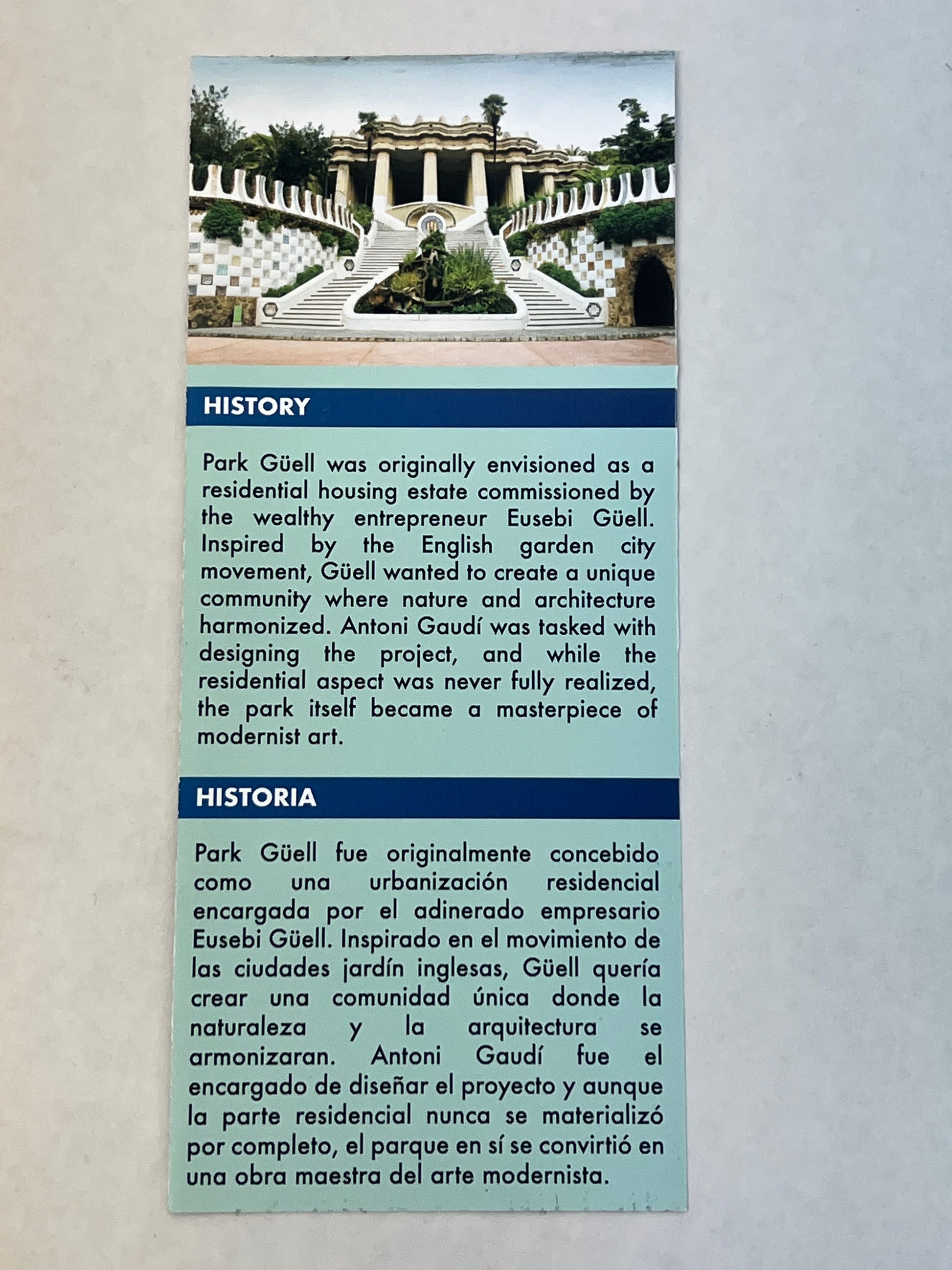 Demetri's Park Guell Brochure S6E7 Cobra Kai Movie Prop Y'allywood Props Production Back-up