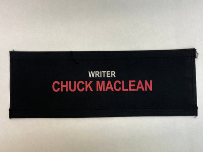 Samaritan (2022) Production Used Velcro Chairback Names Movie Prop Y'allywood Props Chuck Maclean Writer