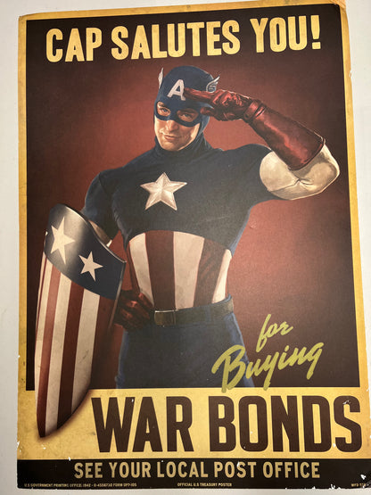Cap Salutes You War Bonds Sign Captain America: The First Avenger Movie Prop Y'allywood Props