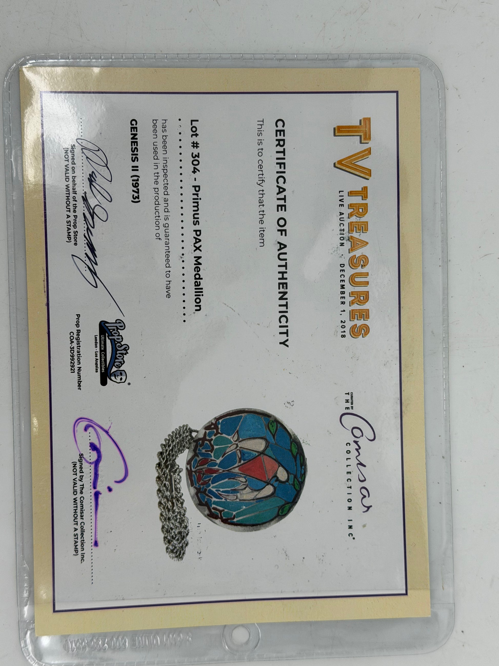 Primus PAX Medallion Genesis II (1973) Movie Prop Y'allywood Props