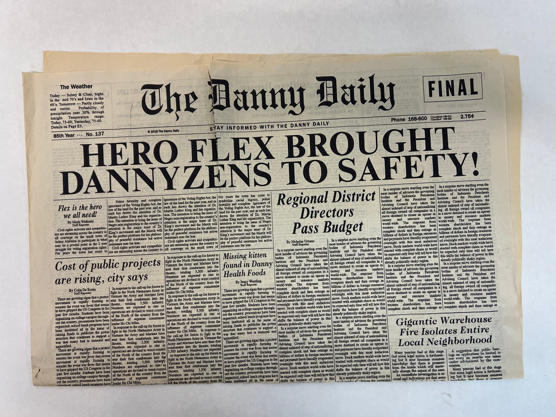 The Danny Daily Newspaper S1E15 Doom Patrol (2019) Movie Prop Y'allywood Props