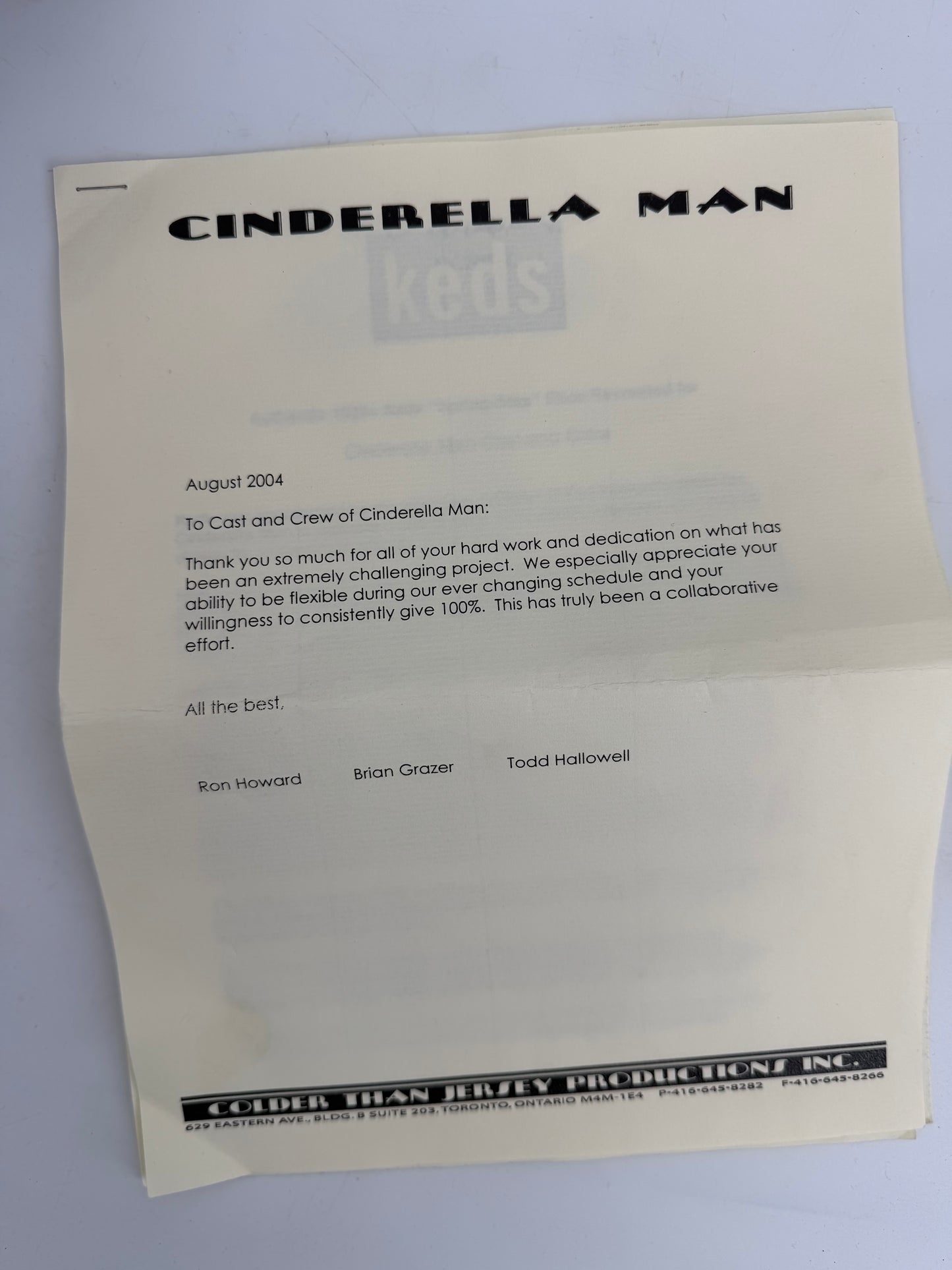 Keds Shoes Cast & Crew Gift Cinderella Man (2005) Crew Gift Y'allywood Props