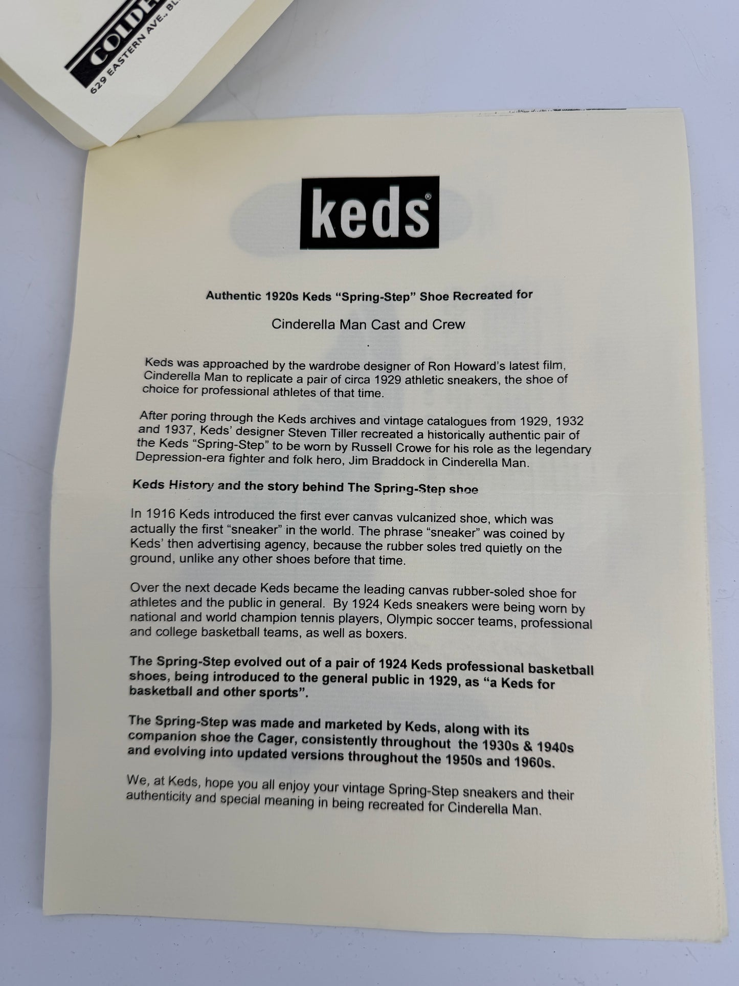 Keds Shoes Cast & Crew Gift Cinderella Man (2005) Crew Gift Y'allywood Props