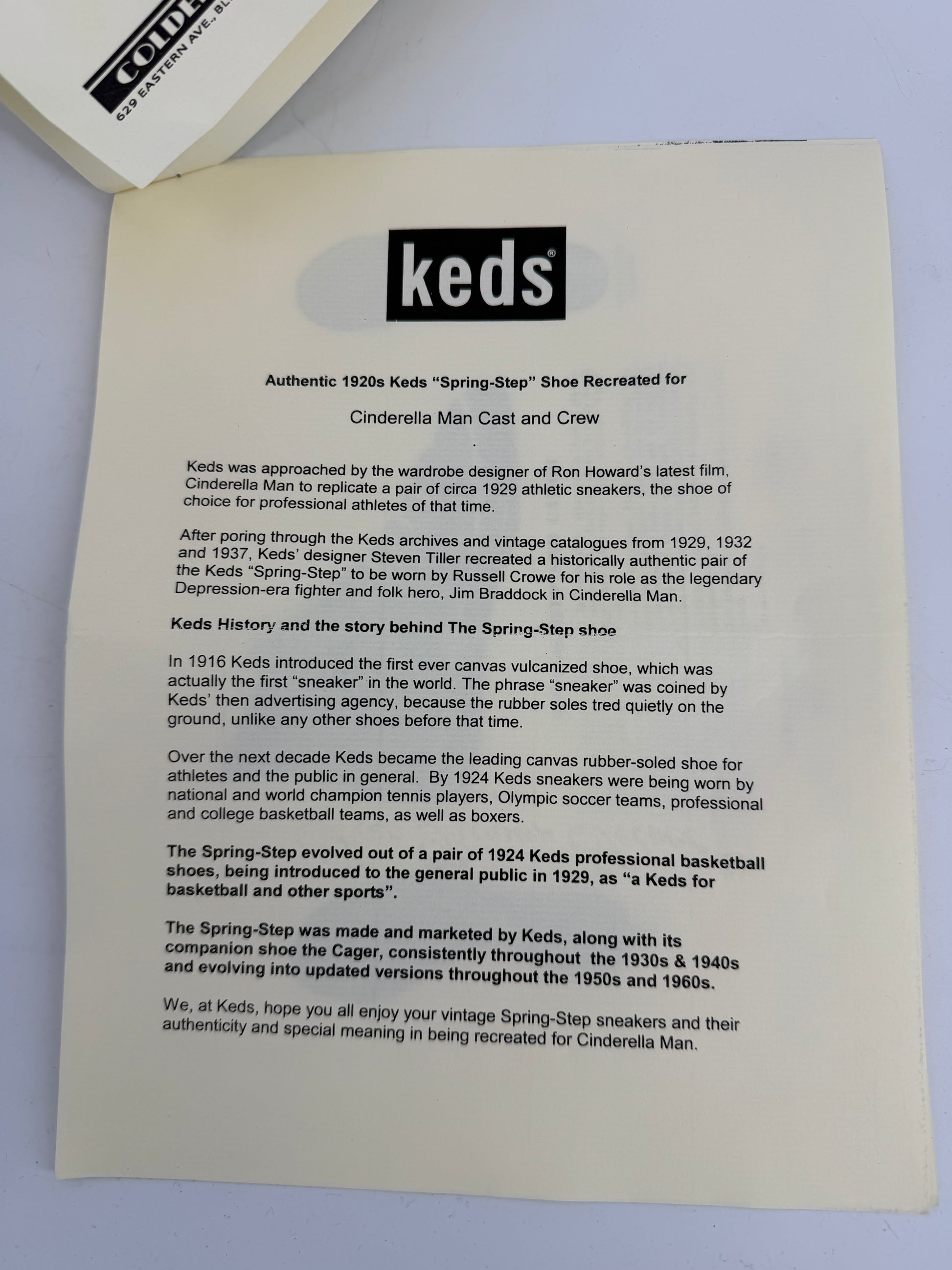 Keds Shoes Cast & Crew Gift Cinderella Man (2005) Crew Gift Y'allywood Props