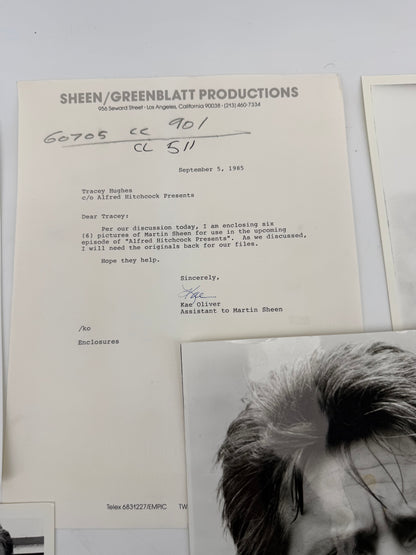 Martin Sheen Photos w/ Letter from his Assistant for Alfred Hitchcock Presents Movie Prop Y'allywood Props