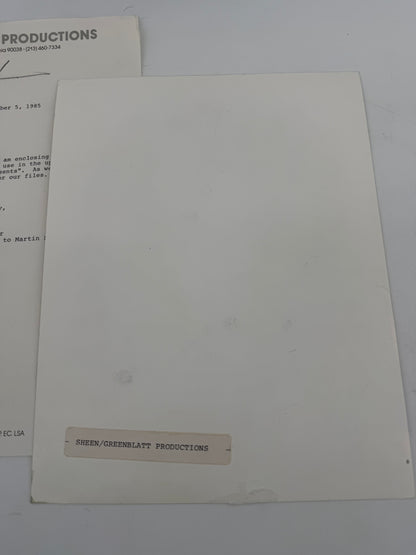 Martin Sheen Photos w/ Letter from his Assistant for Alfred Hitchcock Presents Movie Prop Y'allywood Props