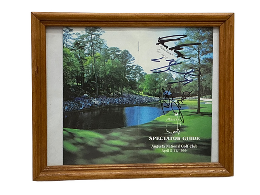 1999 The Masters Autographed Framed Spectator Guide Gary Player Vijay Singh Steve Jones sports memorabilia Y'allywood Props