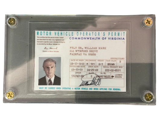 Liam Neeson Driver's License Mark Felt (2017) Movie Prop Y'allywood Props