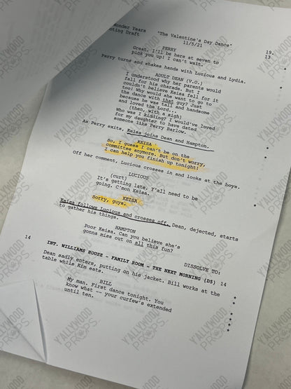The Wonder Years (2021) Call Sheet & Script S1E13 Movie Prop Y'allywood Props