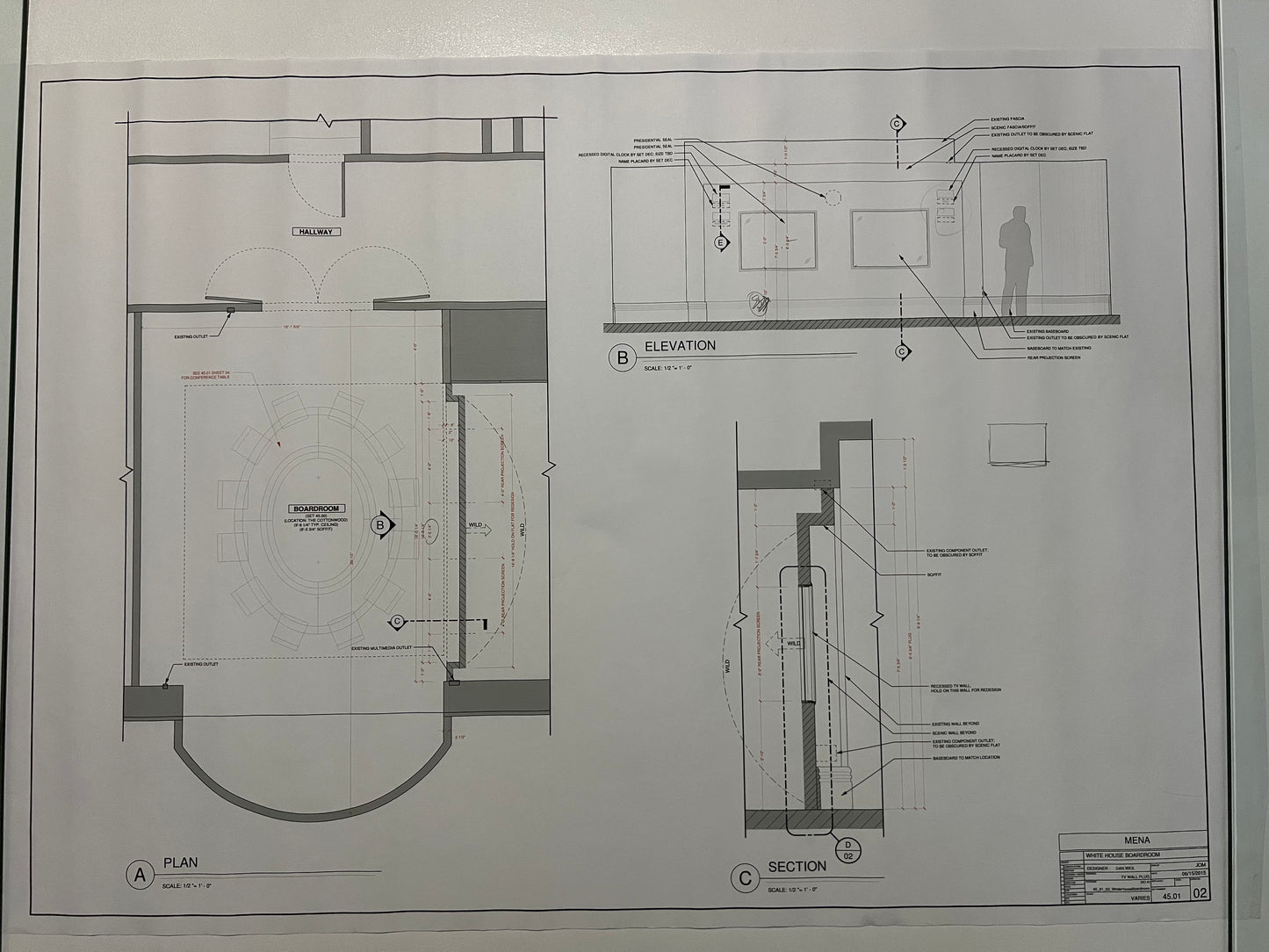 White House Set Blueprints American Made Movie Prop Atlanta Brick Co TV Wall Plug  