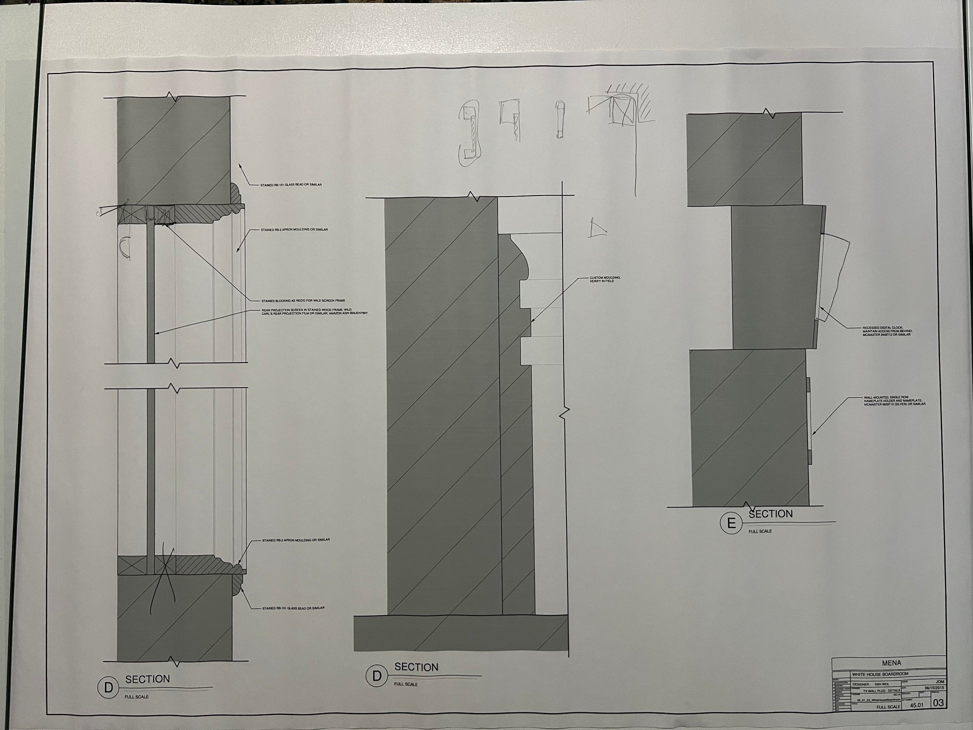 White House Set Blueprints American Made Movie Prop Atlanta Brick Co TV Wall Plug Details  