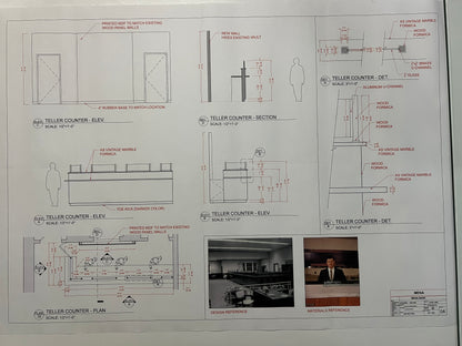 Mena Bank Set Blueprints American Made Movie Prop Atlanta Brick Co Teller Counter 1  