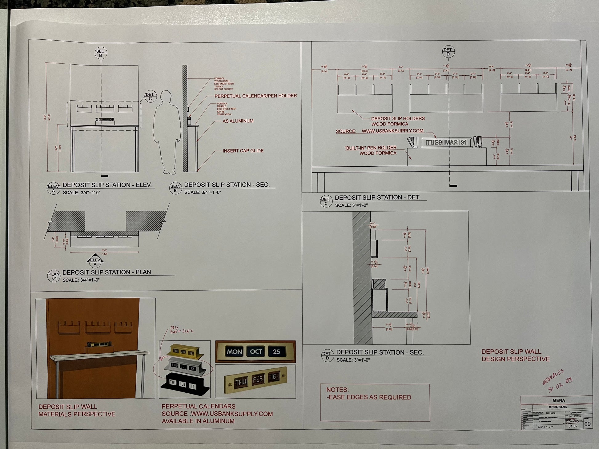 Mena Bank Set Blueprints American Made Movie Prop Atlanta Brick Co Deposit Slip Station 2  