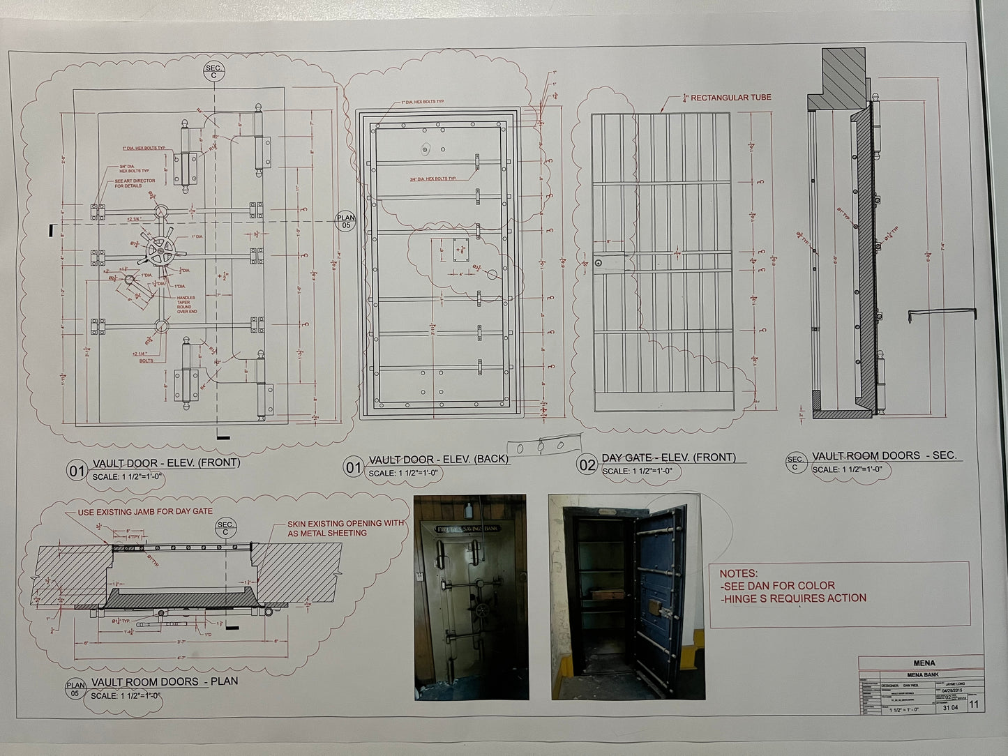 Mena Bank Set Blueprints American Made Movie Prop Atlanta Brick Co Vault Door 1  