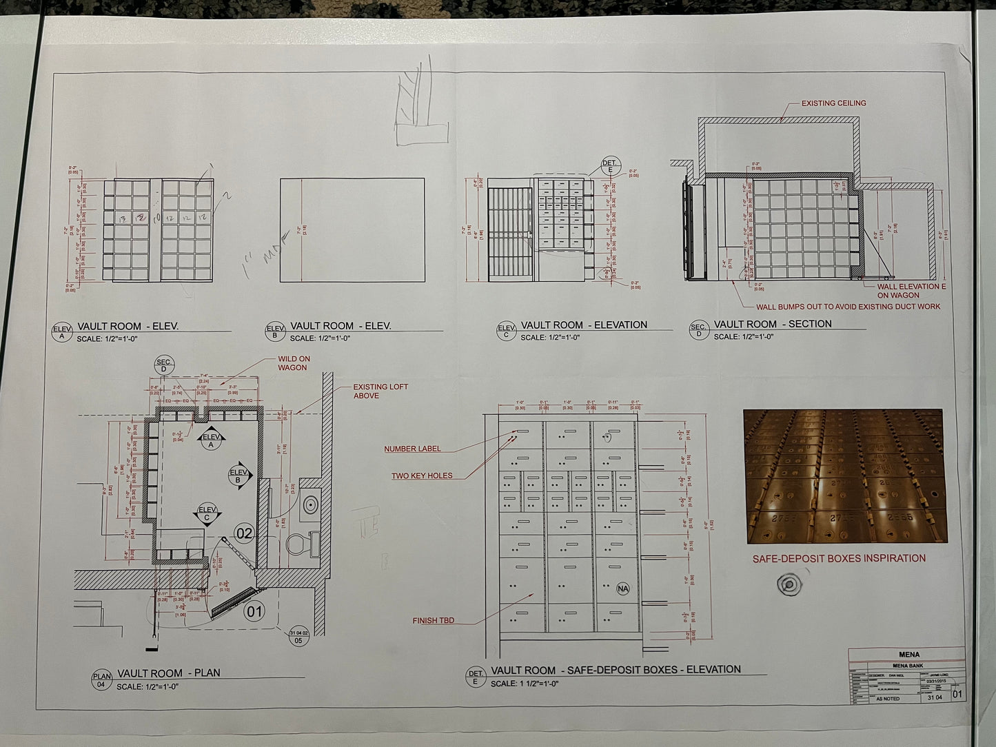 Mena Bank Set Blueprints American Made Movie Prop Atlanta Brick Co Vault Room 1  