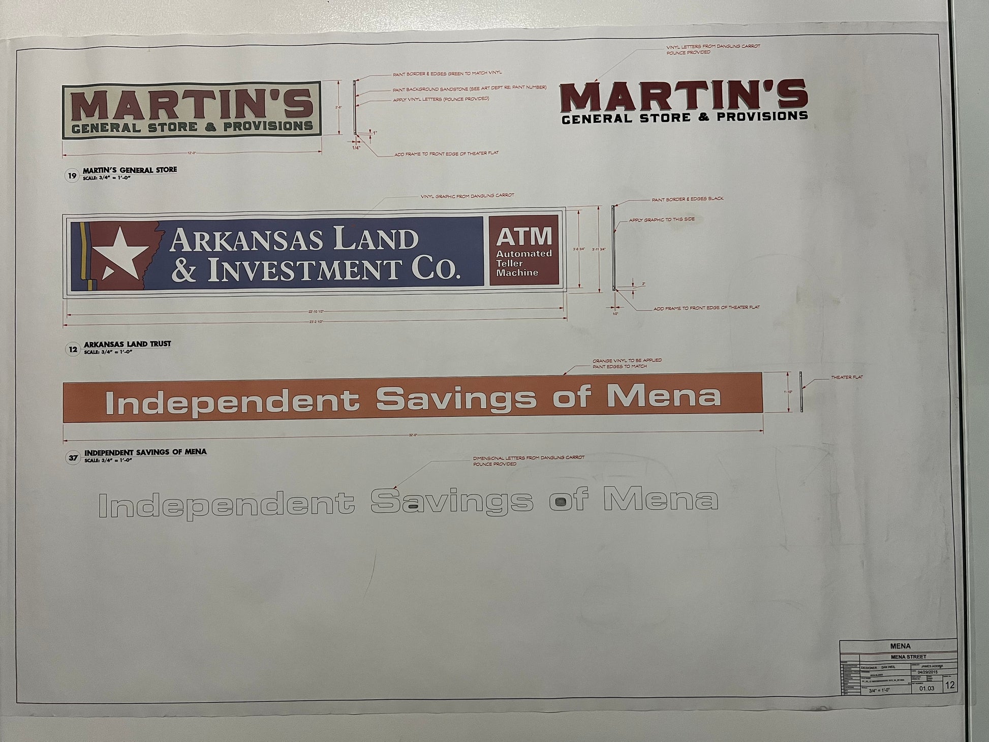 Mena Street Blueprints American Made Movie Prop Atlanta Brick Co Signs  