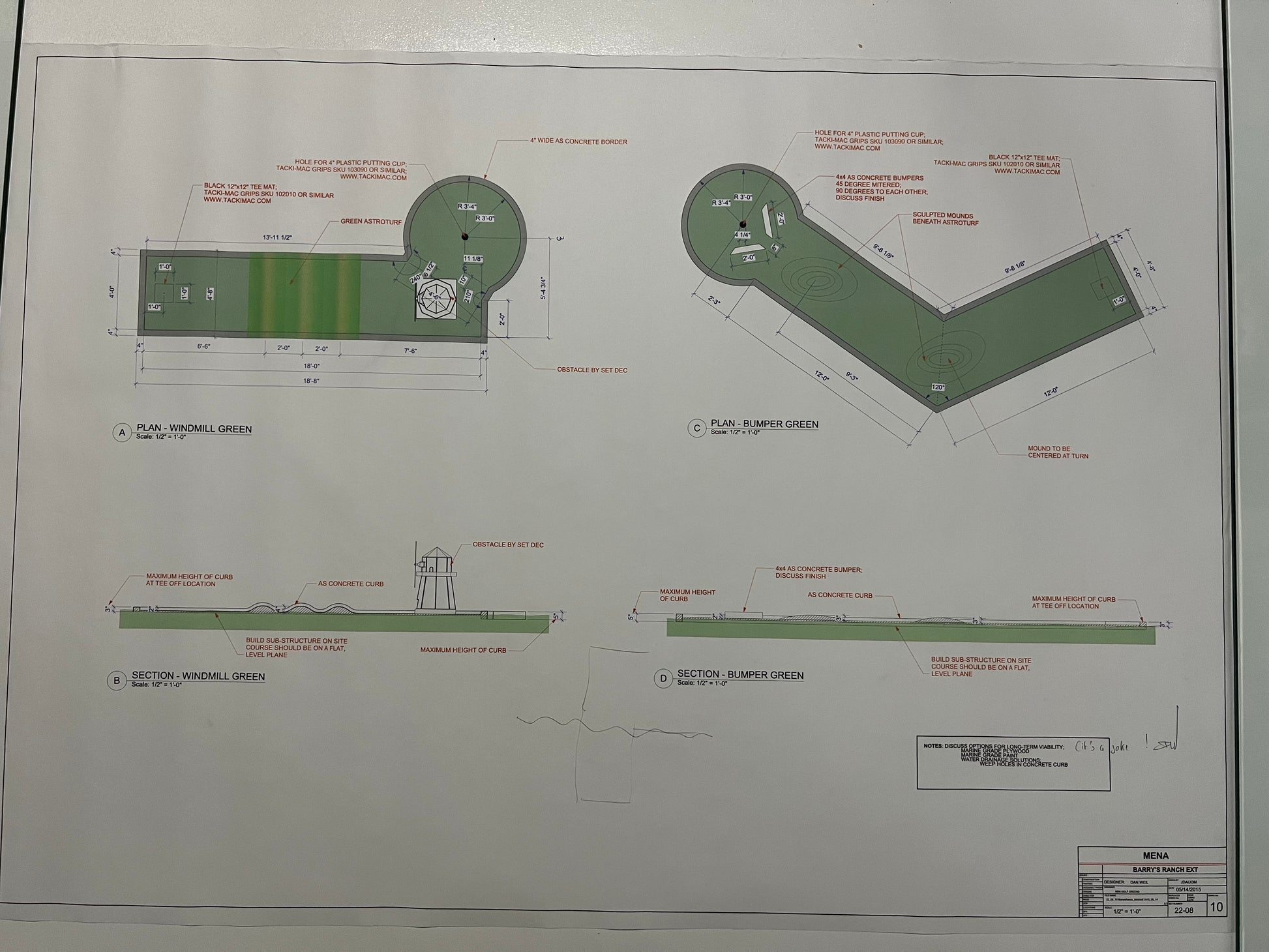 Barry’s House Blueprints American Made Movie Prop Atlanta Brick Co Mini Golf Greens  