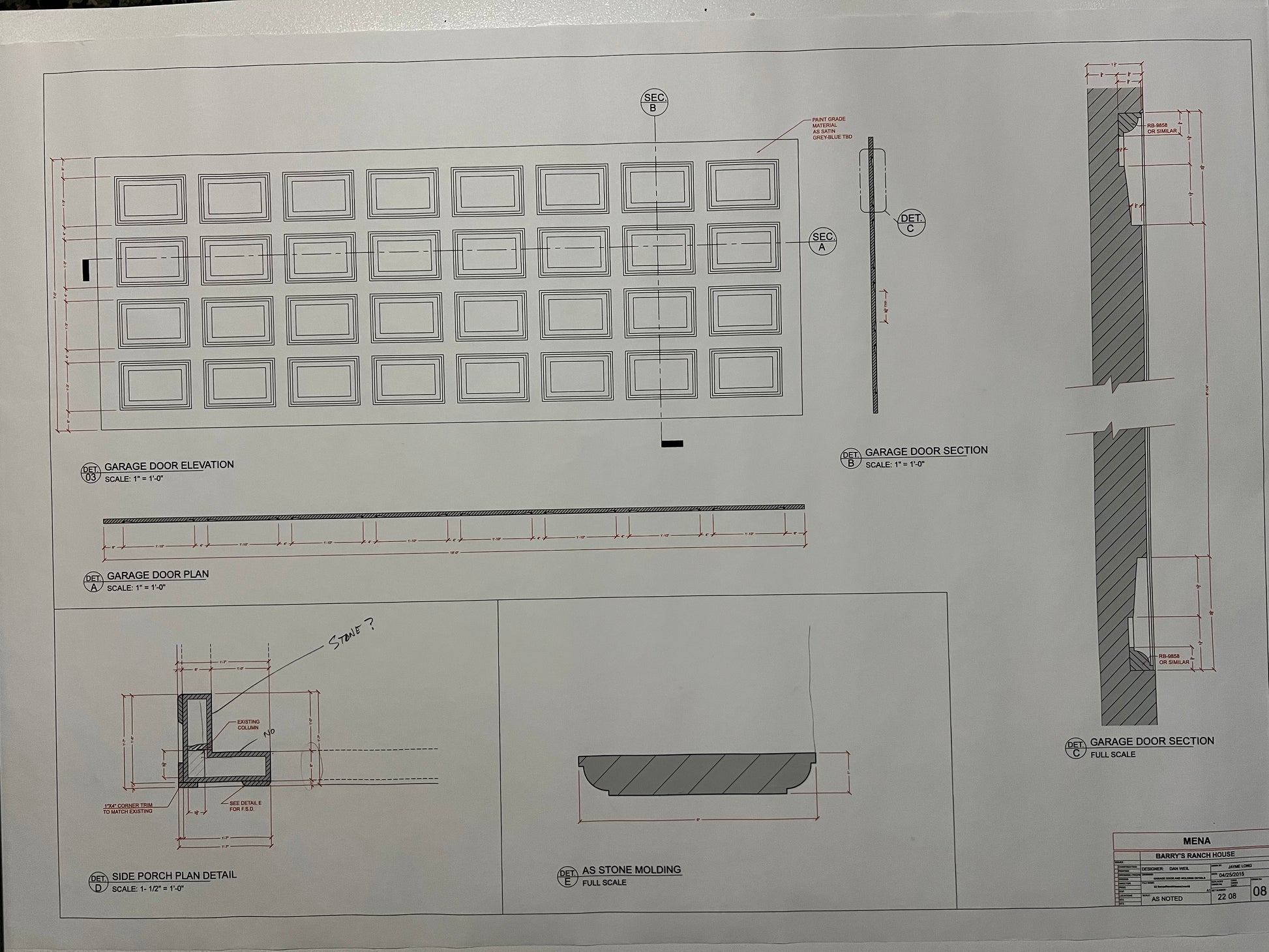 Barry’s House Blueprints American Made Movie Prop Atlanta Brick Co Garage Door  