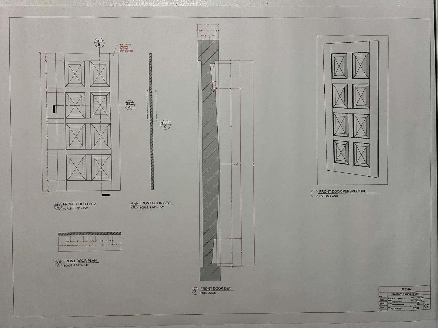 Barry’s House Blueprints American Made Movie Prop Atlanta Brick Co Front Door Details  