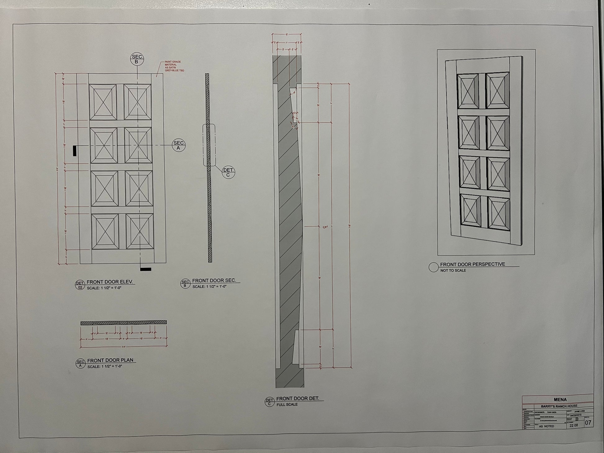 Barry’s House Blueprints American Made Movie Prop Atlanta Brick Co Front Door Details  