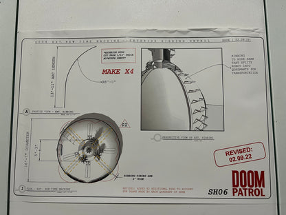 Time Machine Blueprints S4 Doom Patrol Movie Prop Atlanta Brick Co Exterior Ribbing Detail 17x11”  