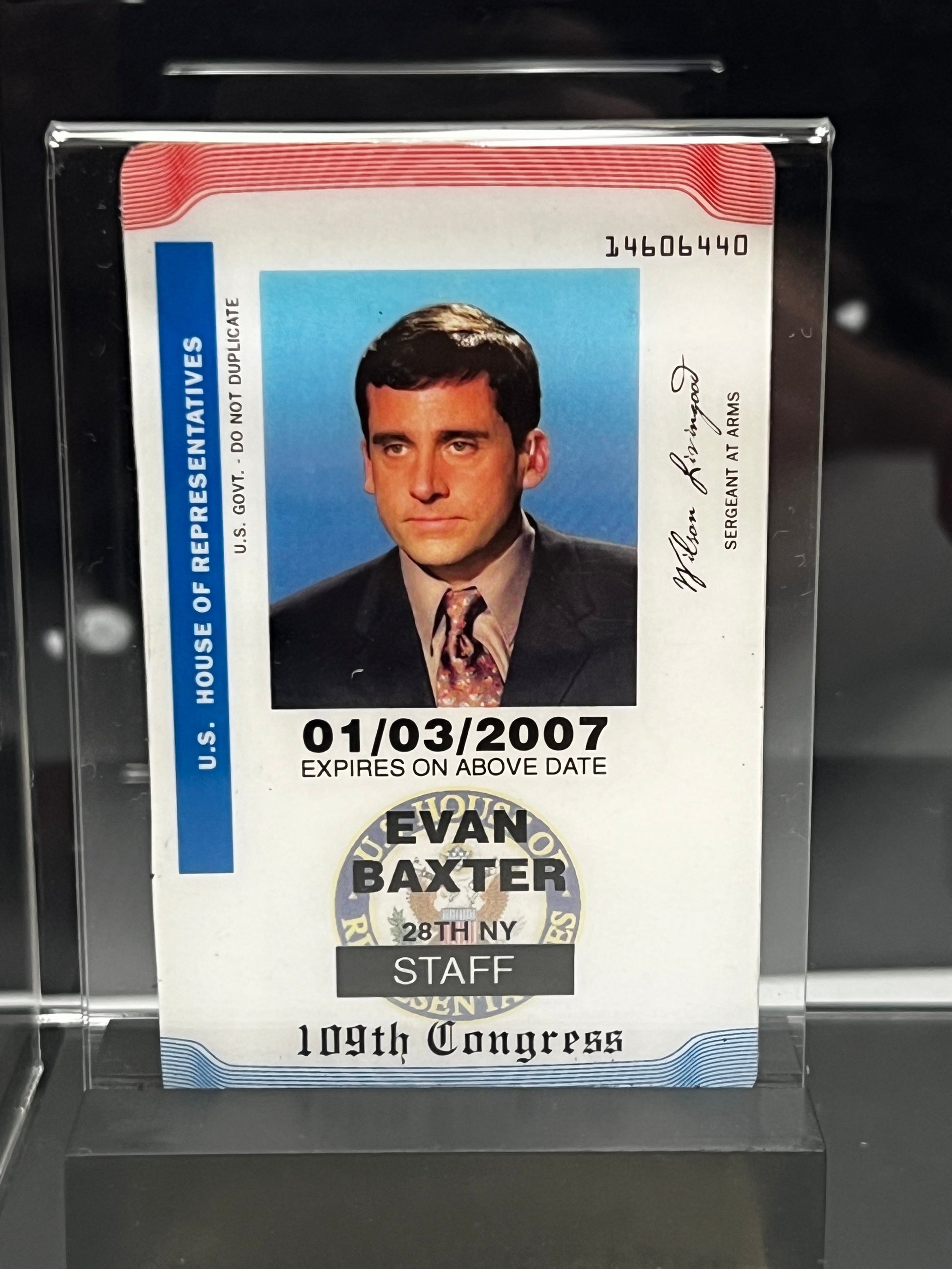 Evan Baxter (Steve Carrell) U.S. House of Representives I.D., from Evan Almighty Movie Prop Y'allywood Props   