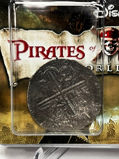 Silver Pirate Coin, from Pirates of the Caribbean: At World's End Movie Prop Y'allywood Props   